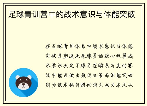 足球青训营中的战术意识与体能突破